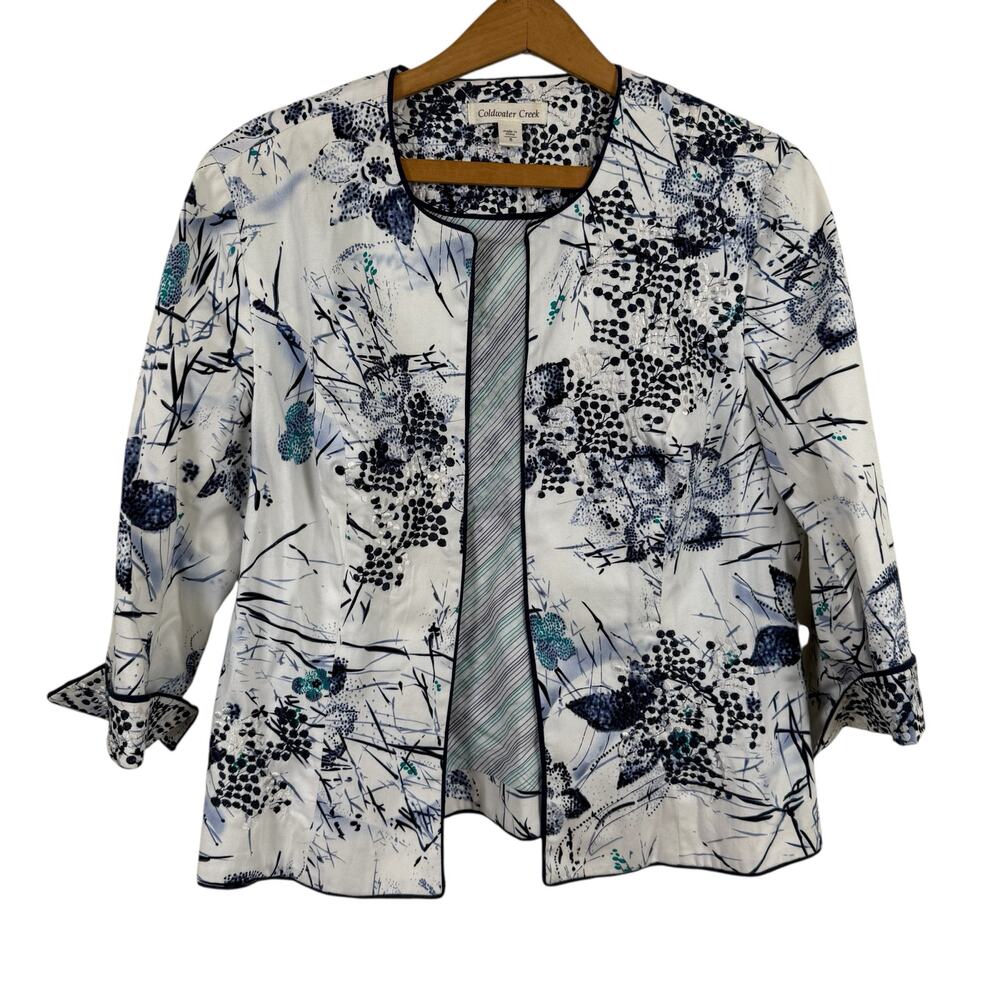 Coldwater Creek Women Floral Jacket Blazer 8 Embroidered Y2K Artsy Maximalist
